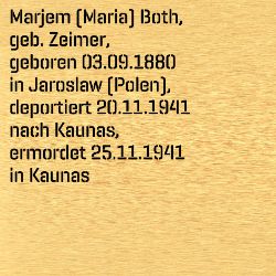 Marjem (Maria) Both, Geburtsdatum:: 03.09.1880, Geburtsort:: Jaroslaw, Galizien, Todesdatum:: 25.11.1941, Todesort:: Kaunas
