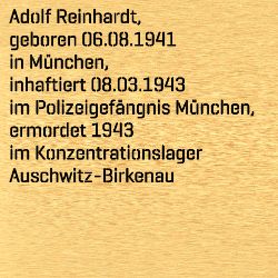 Adolf Reinhardt, Geburtsdatum:: 06.08.1941, Geburtsort:: München, Todesdatum:: 03.11.1943, Todesort:: KZ Auschwitz-Birkenau