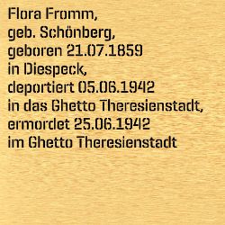 Flora Fromm, Geburtsdatum:: 21.07.1859, Geburtsort:: Diespeck, Kr. Neustadt an der Aisch, Todesdatum:: 25.06.1942, Todesort:: Theresienstadt