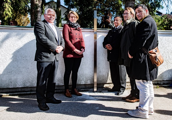 Otto Steinberger, Vorsitzender des Bezirksausschusses Trudering-Riem, Sarah Grandke, Erich Schneeberger und Stadtrat Dr. Florian Roth